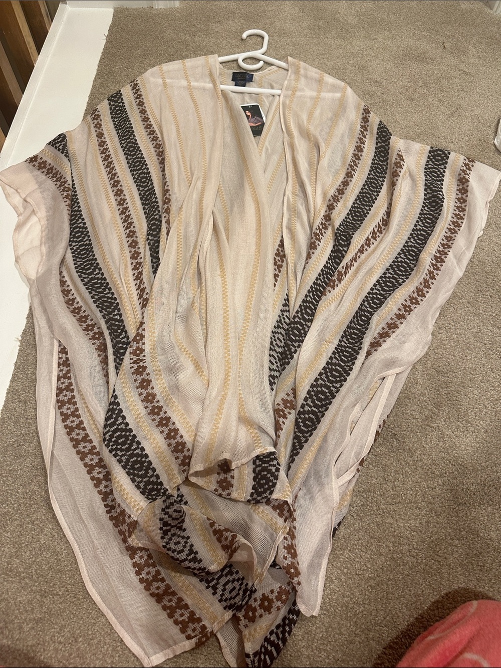 RACHEL Rachel Roy Cream Tunic with Brown and Black Stripes